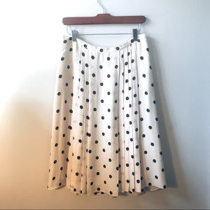 Classic black and white polka dot silk skirt